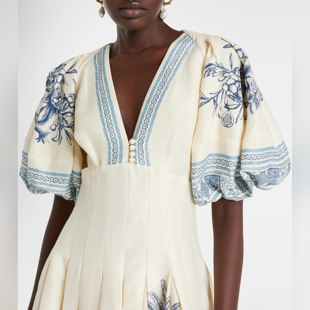 Alémais Villa Romantica linen-blend midi dress US 4 - Picture 4 of 11